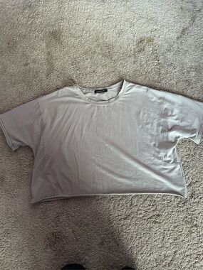 Cropped Crew Neck Tee in Light Gray